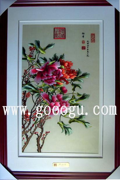 花卉刺繡畫 刺繡名畫 純手工刺繡畫