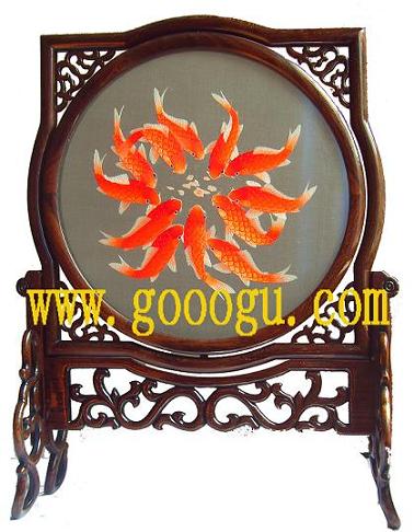 一團紅魚雙面繡,十二紅魚蘇繡,蘇州刺繡工藝品