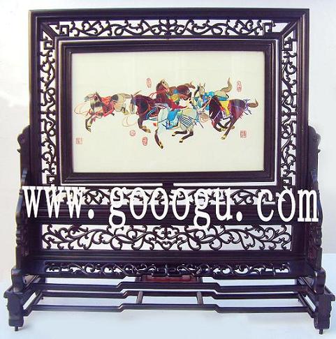 駿馬圖蘇繡,蘇州刺繡精品,手工刺繡工藝品