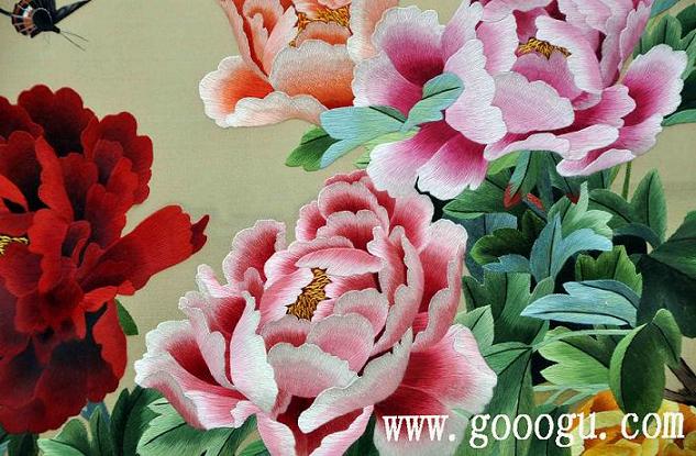 牡丹繡片,牡丹繡品,榮華富貴雙面繡精品