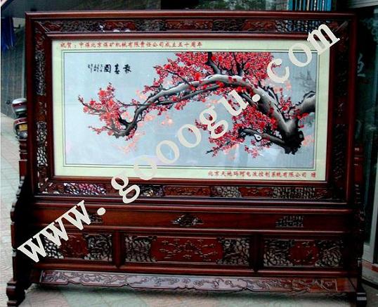 五十周年慶典禮品 大型蘇繡屏風 雙面刺繡屏風