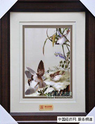 郎世寧刺繡畫,蘇繡花鳥畫,手工刺繡花鳥畫