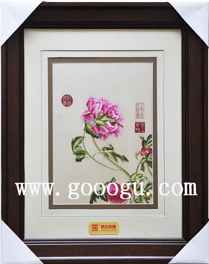 蘇繡精品,郎士寧仙萼長春圖牡丹畫,刺繡名畫